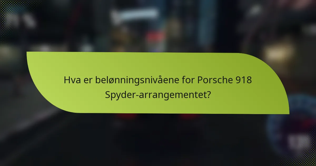 Hva er belønningsnivåene for Porsche 918 Spyder-arrangementet?